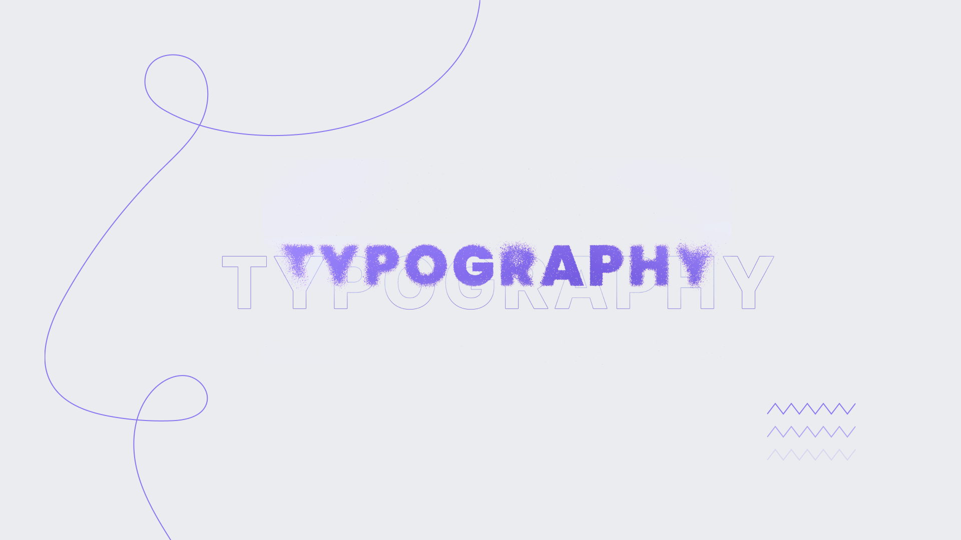 Purple spray-effect typography text illustrating the importance of fonts in modern web design